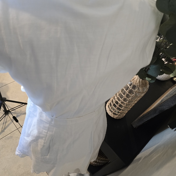 Abercrombie & Fitch Women's White Wrap Tie Flutter Sleeves Ruffle Hem Mini Dress - Picture 6 of 8